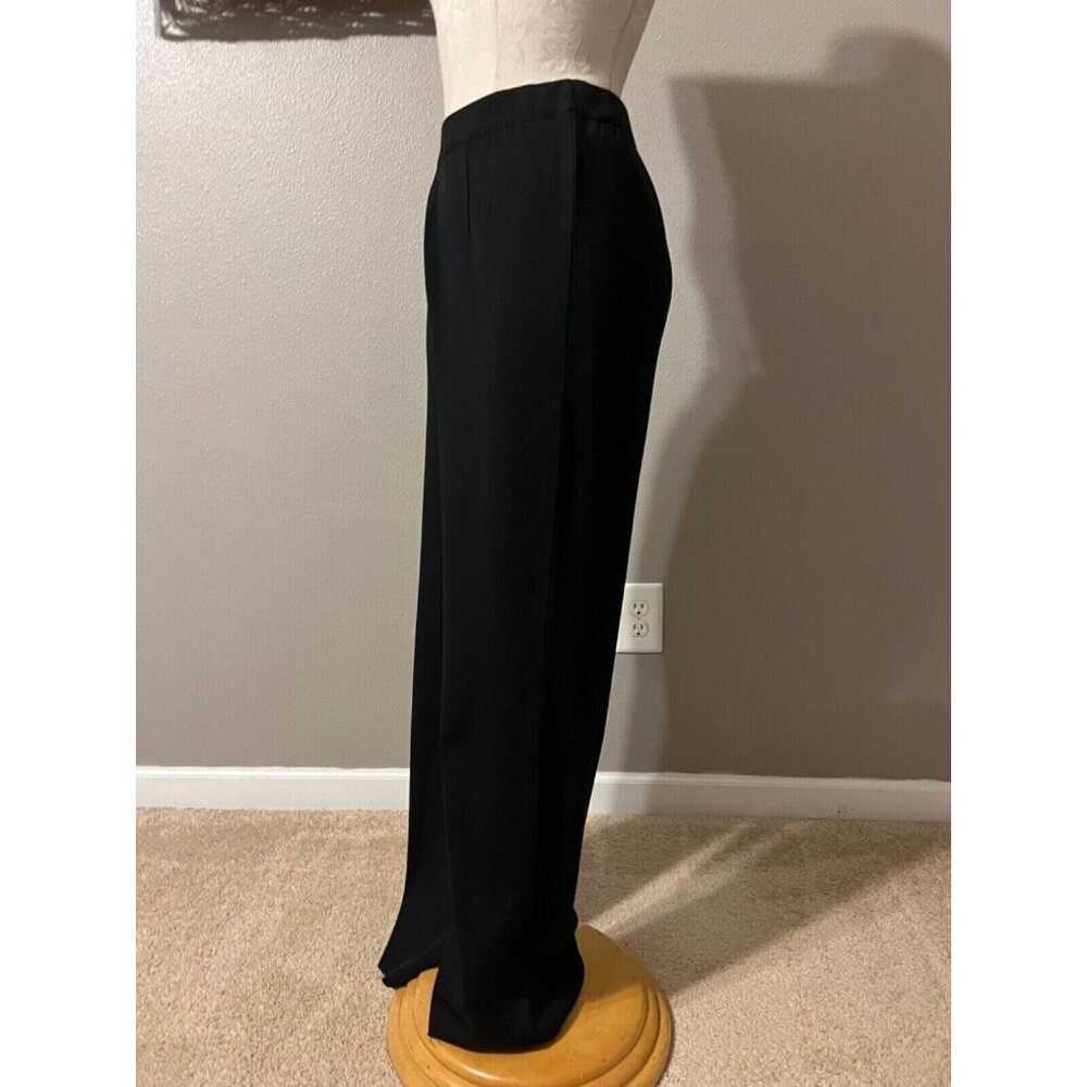 Misook Pants Petite Large L P PL Black Flat Front Pull On Classic Washable $278 - Picture 4 of 8